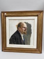 Attribué à Joseph LEVIN (1884-1979). "Portrait de Lénine", Huile sur...
