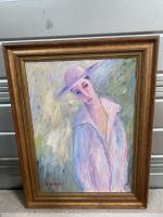 Franco GARELLI (1909-1973), "Jeune femme en rose », 1981. huile sur...