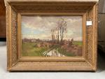 ECOLE FRANCAISE du XIXe, BOURGEY, « Paysage », huile sur toile signée...
