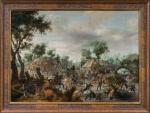 Sebastian VRANCX 
(Anvers 1573 - 1647)
Scène d'escarmouche
Panneau de chêne parqueté...