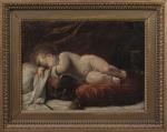 ECOLE ITALIENNE vers 1700, suiveur de GENOVESINO
"Vanité à l'enfant endormi"....