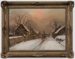 Joseph MILLION (1861-1931).
Calèche dans la neige.
Huile sur toile.
Signé en bas...