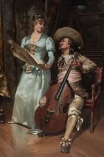 David GIRIN (1848-1917). Le duo de musiciens. Huile sur toile,...