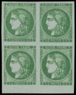 Timbre N°42B - Bloc de 4 timbres : 5c vert-jaune,...