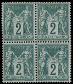 Timbre N°74 Type II - Bloc de 4 timbres 2c...