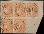 Timbre N°48 - Bloc de 5 timbres 40c orange, filet...