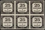 Timbre Taxe N°5  - Bloc de 6 timbres 25c...