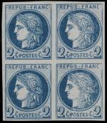 ESSAI  - Bloc de 4 timbres 2c bleu très...
