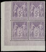 Timbre N°95 - Bloc de 4 timbres du 5f violet...