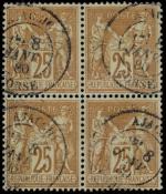 Timbre N°92 Type II - Bloc de 4 timbres oblitérés...