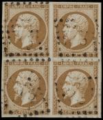 Timbre N°13A - Bloc de 4 timbres oblitérés : 10c...