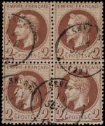 Timbre N°26A - Bloc de 4 timbres oblitérés par cachet...