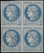 Timbre ESSAI  - Bloc de 4 timbres 1c bleu-blanc....