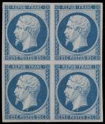 Timbre N°10  - Bloc de 4 timbres: 25c bleu,...