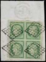 Timbre N°2 - Bloc de 4 timbres oblitérés : 15c...