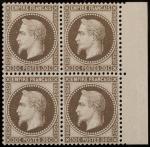 Timbre N°30 - Bloc de 4 timbres : 30c brun,...