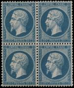 Timbre N°22 - Bloc de 4 timbres : 20c bleu,...