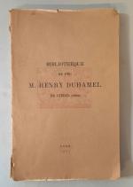 [DUHAMEL (Henri), Bibliothèque de feu M. Henry Duhamel de Gières...
