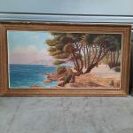 MAUREL, "côte méditerranéenne", huile sur isorel. 51 x 100 cm