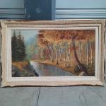 MAUREL, "paysage au lac", huile sur isorel. 40 x 70...
