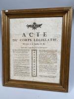 "Acte du corps législatif". Papier imprimé . Révolution française. Pliures.