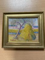 F.GARELLI, « Meule de foin », huile sur toile signée en bas...