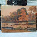 Charles MENNERET (1876-1946), "Etang aux arbres d'automne", huile sur toile....