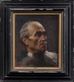 Alexandre François BONNARDEL (1867-1942).
Portrait d'homme en armure.
Huile sur panneau.
Signé en...