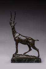 Maurice Favre (1875-1915)
« Cerf aux aguets »
Sujet en bronze à...