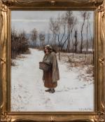 Daniel Ridgway KNIGHT (1839-1924).
Jeune femme au panier marchant dans la...