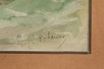 P. LACOUR (début du XXème siècle).
Paysage d'hiver.
Aquarelle sur papier.
Signé en...