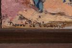 Henri Jean PONTOY (1888-1968).
Ouarzazate.
Huile sur panneau en trois parties accolées.
Signé...