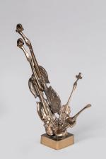 Yves Lohé (né en 1947)
« Violons »
Lampe sculpture en bronze...
