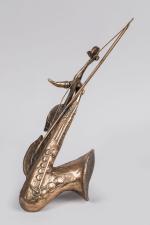 Yves Lohé (né en 1947)
« Saxophone »
Sculpture en bronze doré....