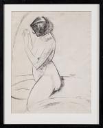 Gustave BUCHET (1888-1963).
Femme nue assise, 1917.
Fusain sur papier tissé.
Signé et...