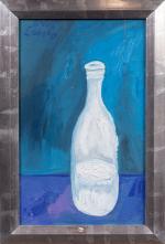 André LANSKOY (1902-1976).
Nature morte à la bouteille.
Huile sur toile collée...