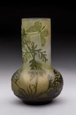 Gallé
Vase de forme bombée à long col droit en verre...