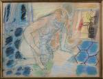 Max PAPART (1911-1994).
Femme nue assise dans l'atelier, 1956.
Pastel sur papier.
Signé...