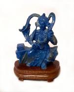 Sujet en lapis-lazuli, représentant un guerrier. Chine, XXe siècle. H:...