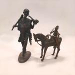 BENIN, Berger et cavalier en bronze. H: 29 cm