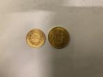 Une PIECE de 20 francs en or de 1862 et...