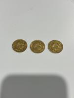 3 PIECES de 20 Francs or Napoléon III tête nue
Lot...