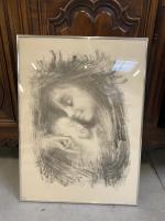 Jean MOULIN (1899-1943). « Vierge à l'Enfant ». Lithographie Signée en bas...