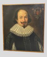 ECOLE FRANCAISE du XVIIème siècle. "Portrait d'Antoine de Chandieu". Huile...