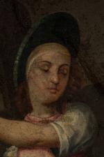 ECOLE ITALIENNE vers 1650
Penelope 
Toile, un fragment
40 x 36 cm
Accidents
RM
