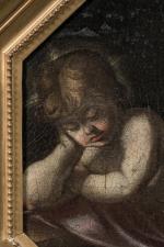 ECOLE FLORENTINE du XVIIe siècle
L'Enfant Jésus endormi dans un paysage
Toile...