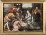 ECOLE FRANCAISE vers 1640, suiveur de Peter POURBUS
L'Adoration des bergers
Panneau...