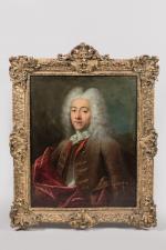 ECOLE FRANCAISE vers 1750, suiveur de LARGILLIERRE. « Portrait d'homme en...