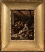 Attribué à Januarius ZICK 
(1730-1797)
Scène de taverne
Papier marouflé sur panneau
23...