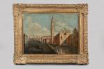 ECOLE VENITIENNE vers 1800, "Le Grand Canal et l'église de...